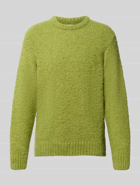 Sweter z dzianiny z okrągłym dekoltem model DUN' Edwin zielony