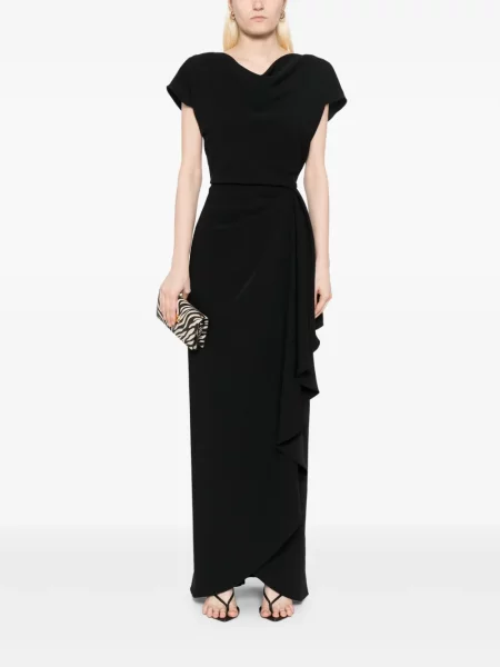 Rochie Amsale drapată din crep negru