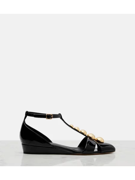 Sandale Chloé din piele de lac negru
