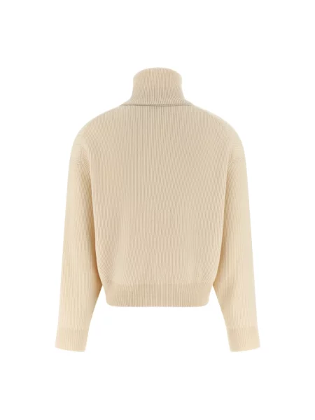 Sweter z golfem Brunello Cucinelli wełniany biały