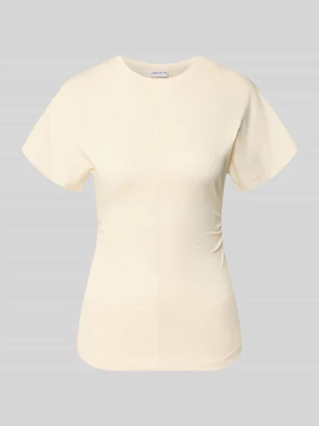 T-shirt z bawełny z okrągłym dekoltem Jake*s Casual beżowa