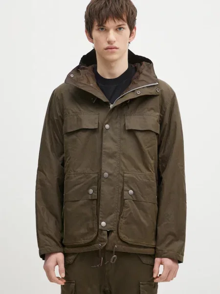 Barbour geacă Re-Engineered Durham Wax Jacket barbati maro de tranzitie oversize verde