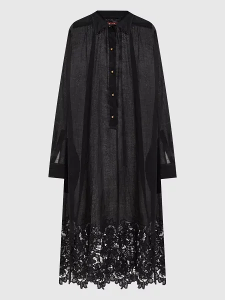 Платье-рубашка Max Mara с вышивкой черное
