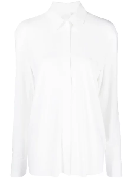 Kołnierzykowy koszula Norma Kamali z rozcieciem biała