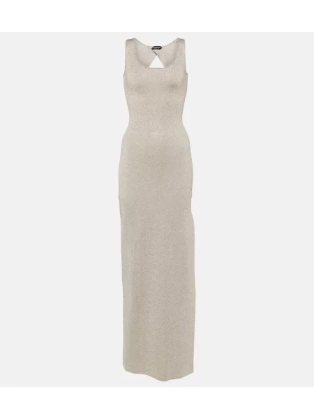 Rochie maxi Tom Ford tricotate de costum argintiu