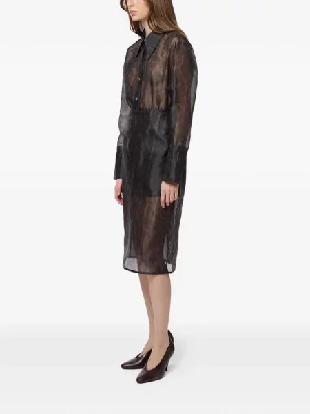 Fustă midi Apparis cu model leopard până la genunchi negru