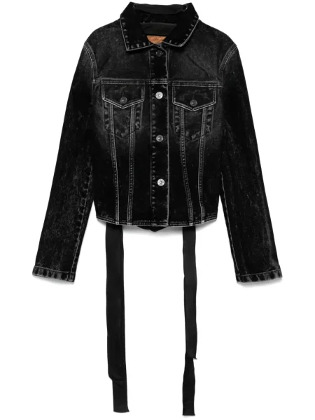 Kurtka jeansowa Balenciaga sznurowana koronkowa czarna