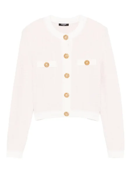 Cardigan Balmain din tweed roz