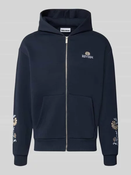 Bluza rozpinana o kroju relaxed fit z kapturem Review granatowa