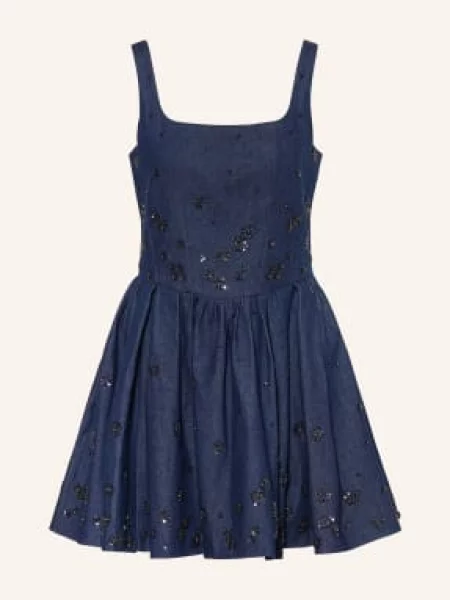 Maje Sukienka Jeansowa Z Cekinami blau granatowa