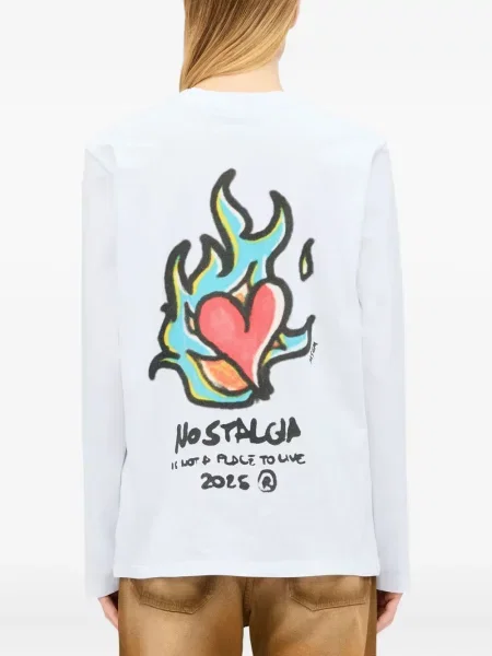 Tricou Msgm cu imagine cu motiv cu inimi lung alb