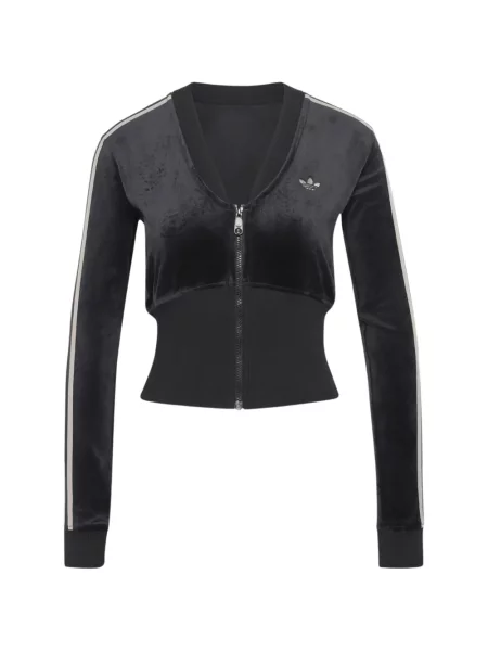 Geacă Adidas de catifea cu dungi alergare negru