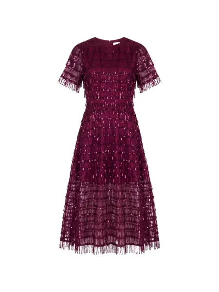 Rochie midi Post Meridiem cu paiete roșu