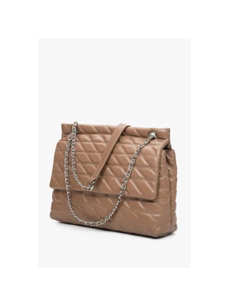 Сумка стьобана шкіряна Estro коричнева