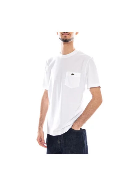 T-shirt o kroju regular fit z czystej bawełny Lacoste biała