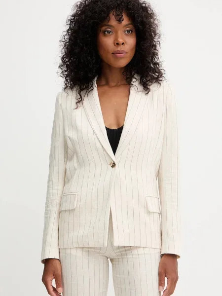 Сако с лен Morgan с едно копче с десен VRIZ.F бежово