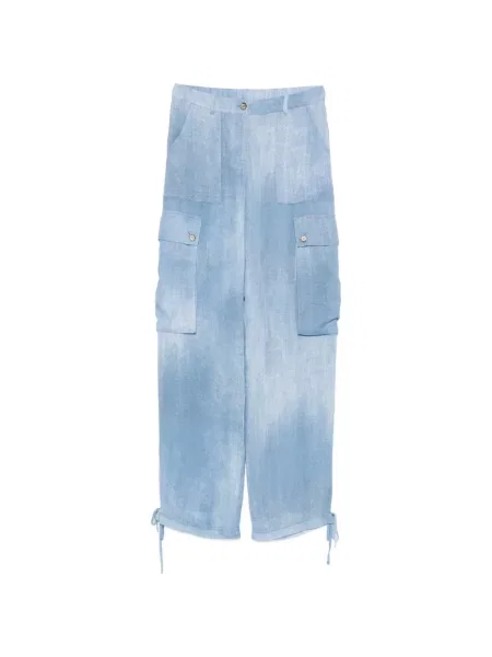 Pantaloni cargo Ermanno Firenze cu legături albastru