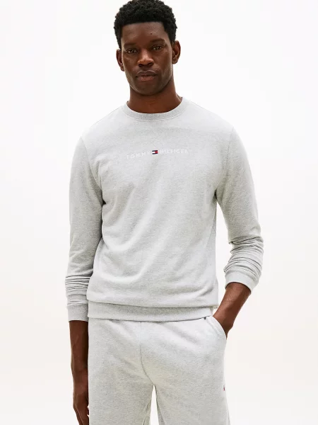 TOMMY HILFIGER Mikina námornícka modrá / svetlosivá / červená biela