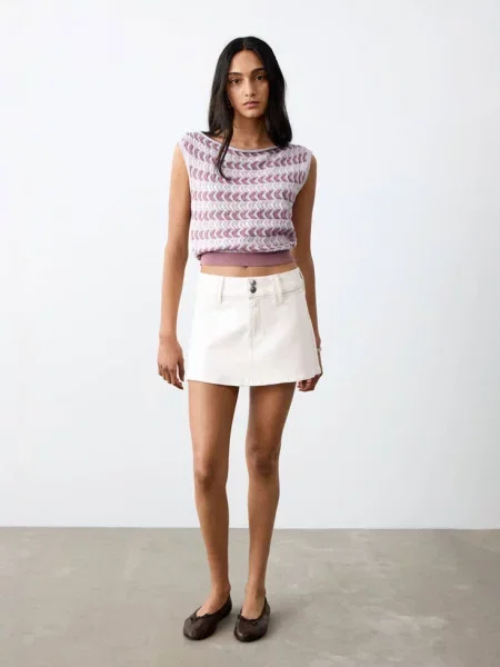 Krótka spódnica dżinsowa złamana biel Teen XL MANGO TEEN