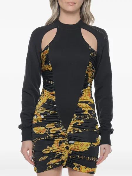 Rochie din denim Versace Jeans Couture cu imagine negru