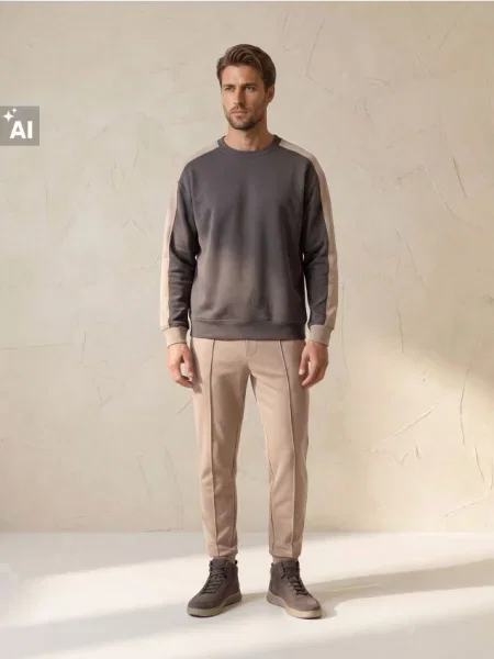 Sinsay Mikina crewneck s příměsí bavlny šedá