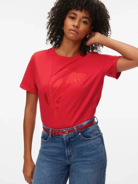 VERO MODA Tričko VMMAJA PAULINA čerešňová