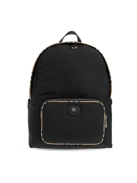 Torba Burberry w kratę skórzana z logo czarna