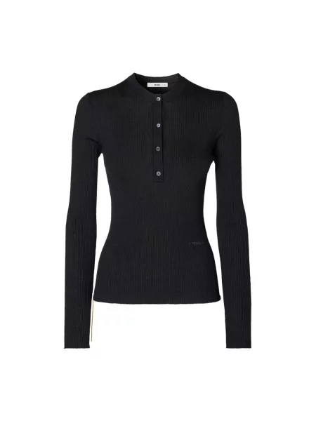 Dzianinowy sweter Fendi czarny