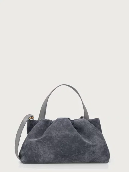 Themoire torebka crossbody z imitacji zamszu ATHENA szara