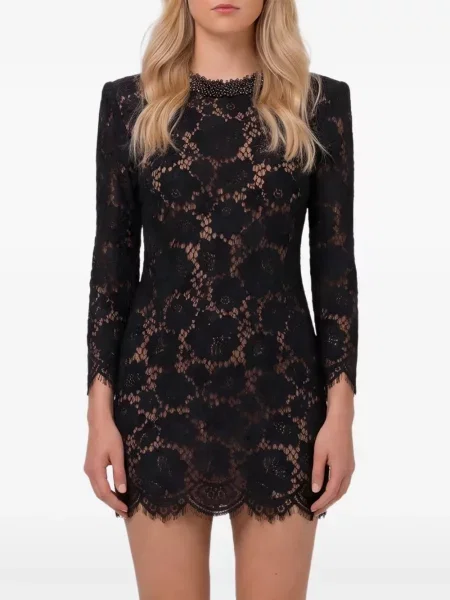 Lung rochie mini Self-portrait din dantelă negru