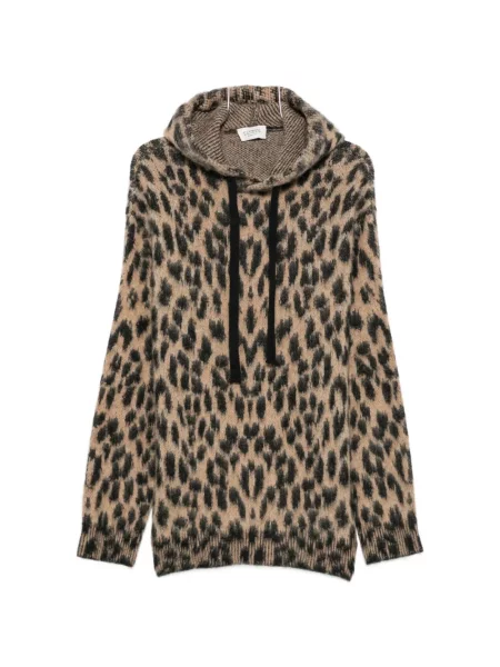 Hanorac cu glugă Laneus cu imagine cu model leopard cu cordon
