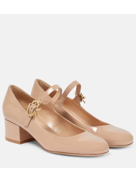 Кожени полуотворени обувки Gianvito Rossi от лакирана кожа розово