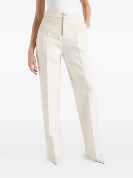 Pantaloni Manière De Voir din piele alb