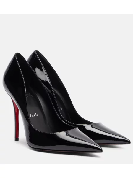 Кожени полуотворени обувки Christian Louboutin от лакирана кожа черно