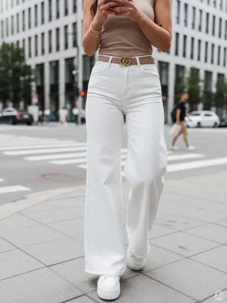 Spodnie wide leg LEGBLISS Dstreet białe