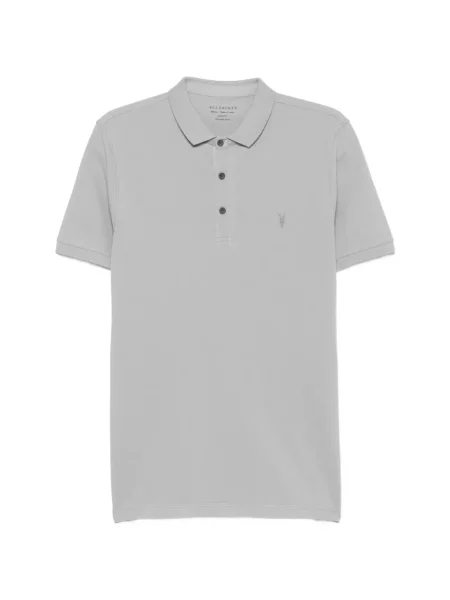 Tricou polo Allsaints cu broderie gri