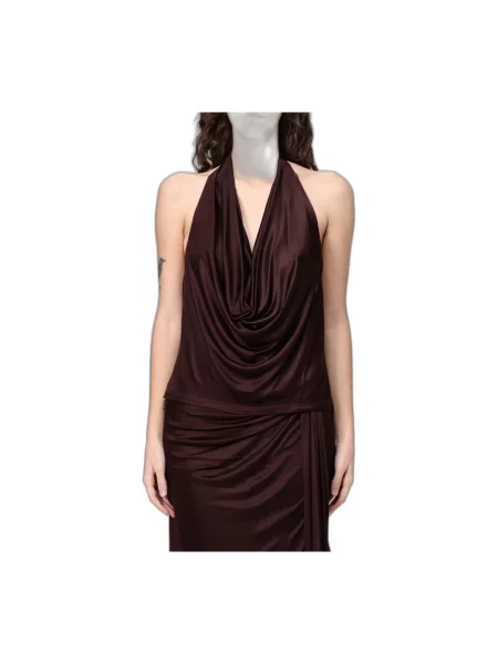 Top Elisabetta Franchi z dżerseju brązowy