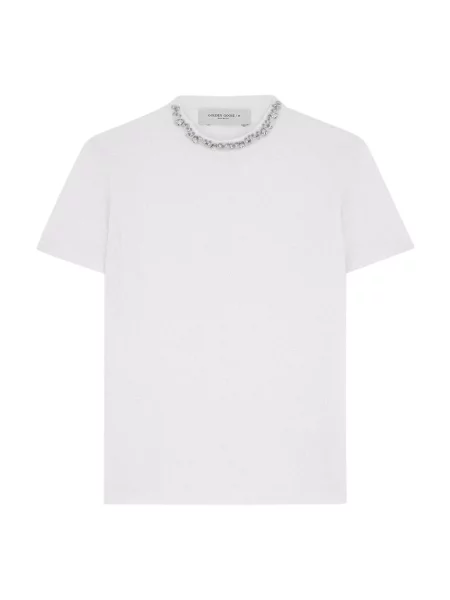 Koszulka Golden Goose z kryształkami biała