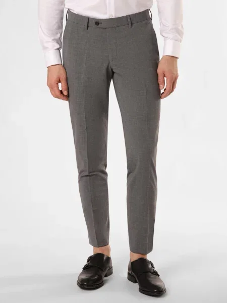 Finshley & Harding London spodnie od garnituru modułowego Mężczyźni Slim Fit Sztuczne włókno marmurkowy 46 szary