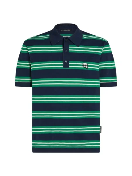 Karl Lagerfeld Tricou Ikon Gestreiftes Strickpoloshirt pastel verde