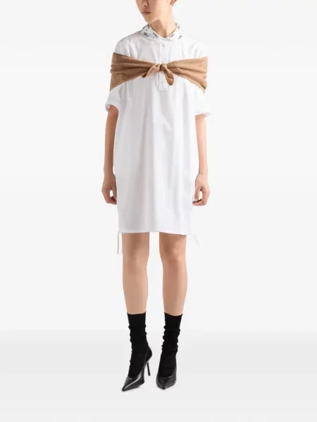 Siuvinėta mini suknelė Prada poplinas balta