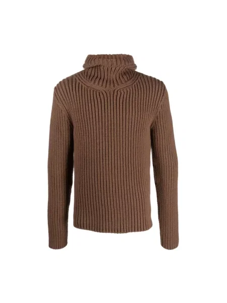 Sweter Lanvin wełniany z kapturem brązowy