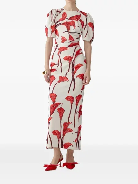 Rochie maxi Carolina Herrera cu model floral cu imagine