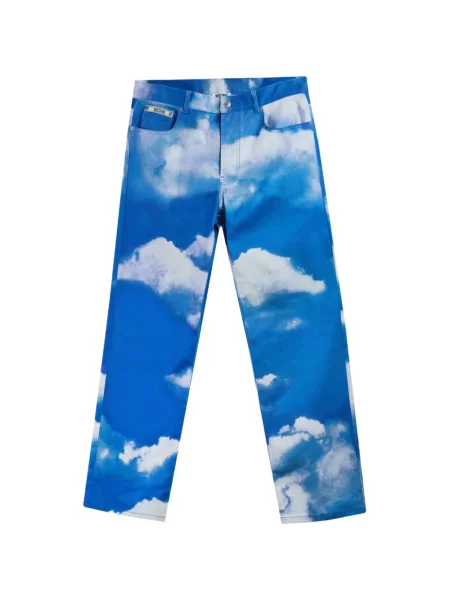 Blugi drepți Moschino cu imagine albastru