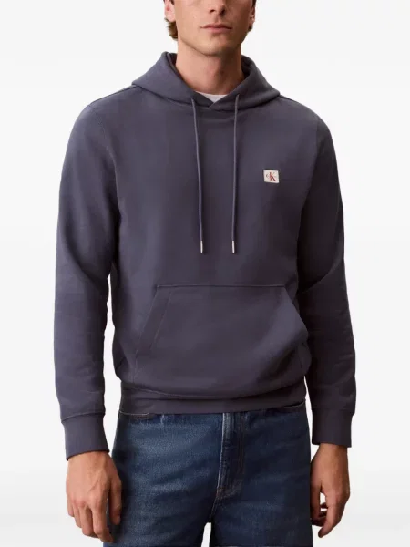 Hanorac cu glugă Calvin Klein cu autograf albastru