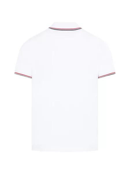 Tricou polo Moncler cu autograf alb