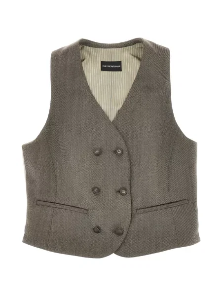 Vestă Emporio Armani de lână cu două rânduri de nasturi maro