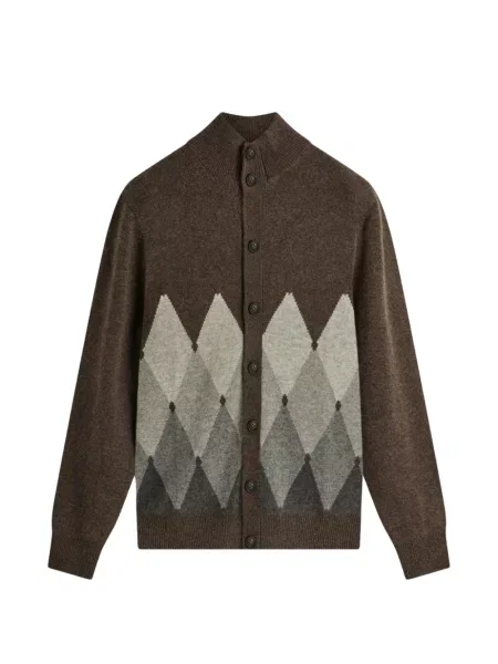 Cardigan Ballantyne cu model argyle maro