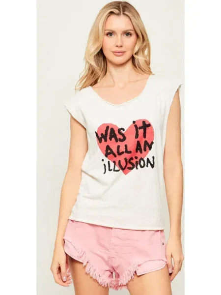 One Teaspoon Tricou WAS IT ALL AN ILLUSION | Relaxed fit alb