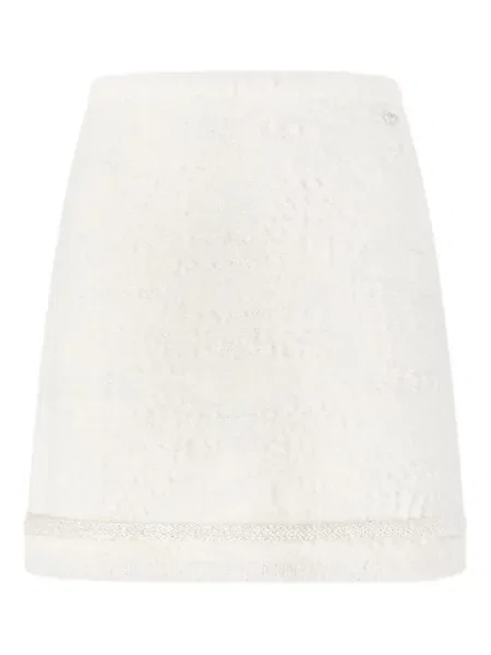 Mała mały spódnica mini Genny tweedowa biała